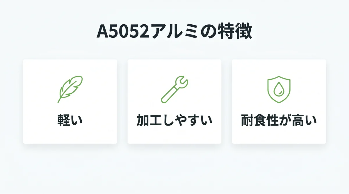 A5052アルミの特徴の図